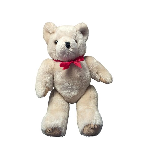 Vintage Jointed Plush Teddy Bear Cream 12" Stuffed Animal - Picture 2 of 9